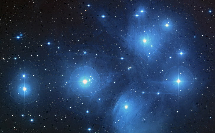 Pleiades Star Cluster, stars at nighttime wallpaper, Space, star - space
