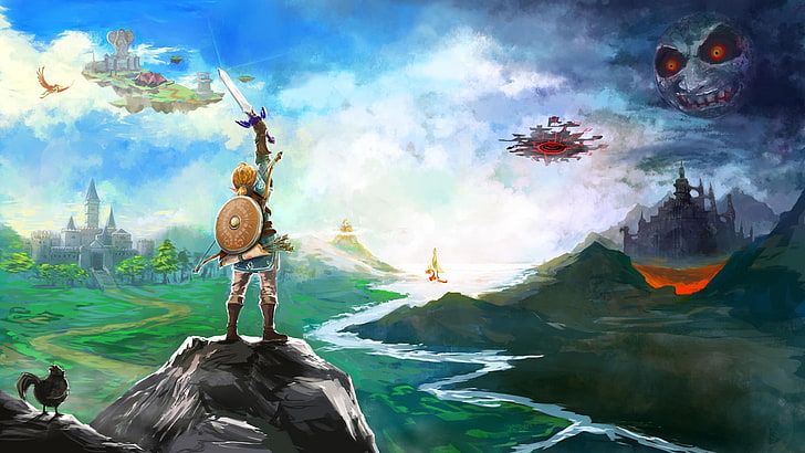 The Legend of Zelda, Link, Master Sword, video games, water