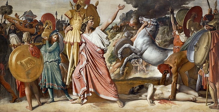 1812, Jean Auguste Dominique Ingres, Romulus winner of Acron, HD wallpaper