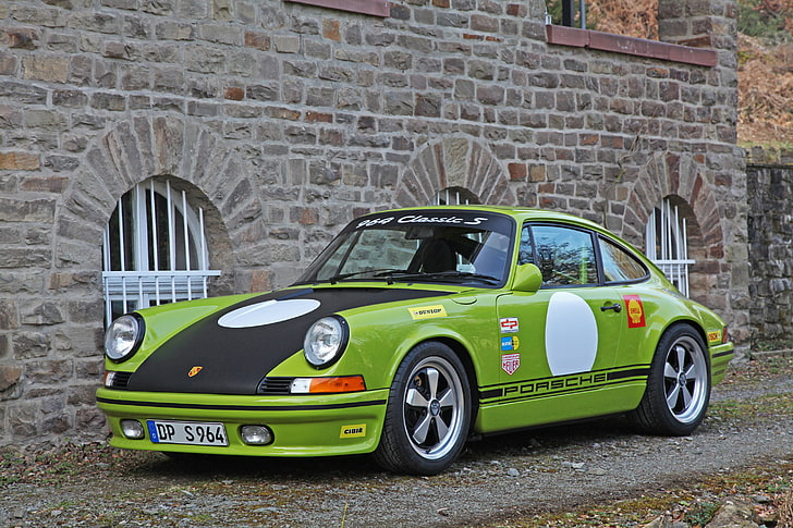 green Porsche coupe, dp motorsport, 964 classic s, porsche 911, HD wallpaper