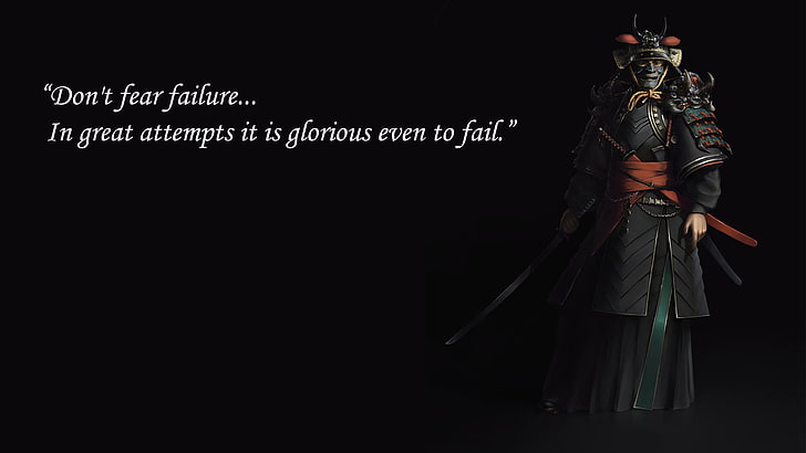 person wearing samurai armor wallpaper, quote, black, inspirational