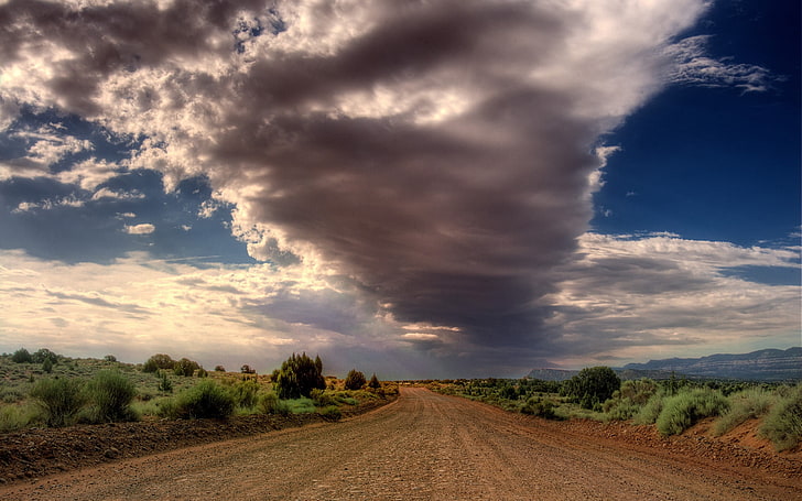 gray pathway, landscape, cloud - sky, direction, beauty in nature, HD wallpaper