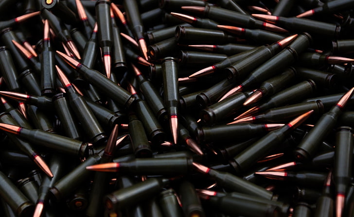 Ammunition Weapons, assault rifle bullets, Army, full frame, large group of objects, HD wallpaper