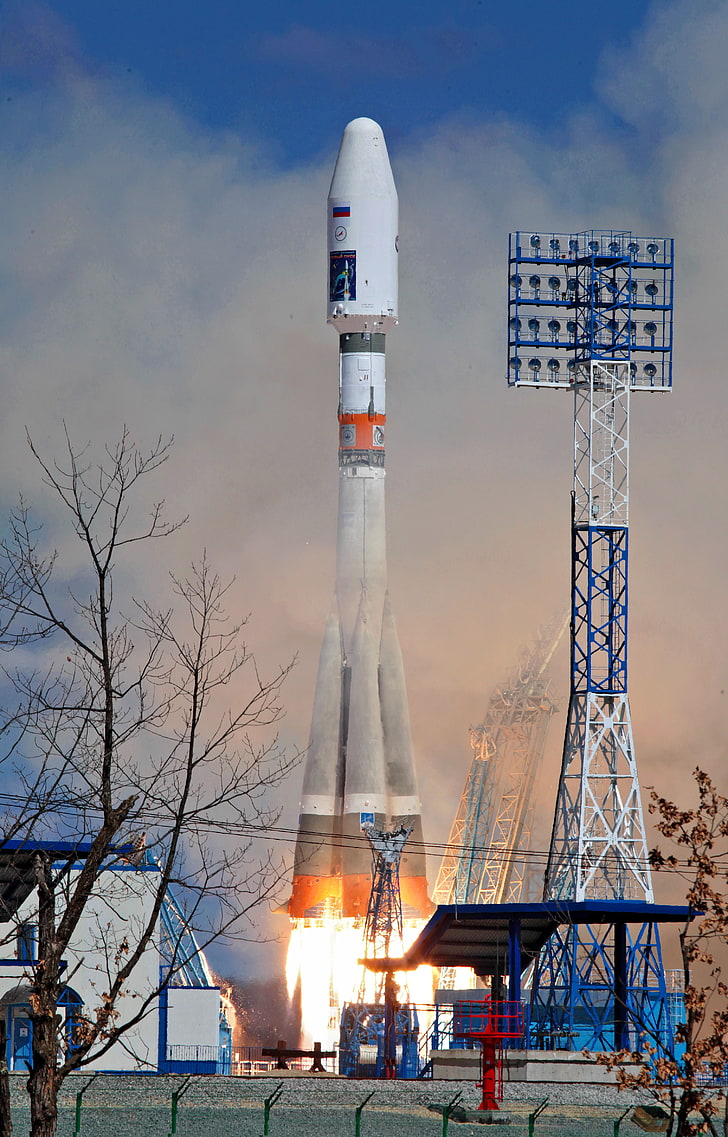 Roscosmos, Vostochny Cosmodrome, Soyuz, sky, architecture, built structure, HD wallpaper