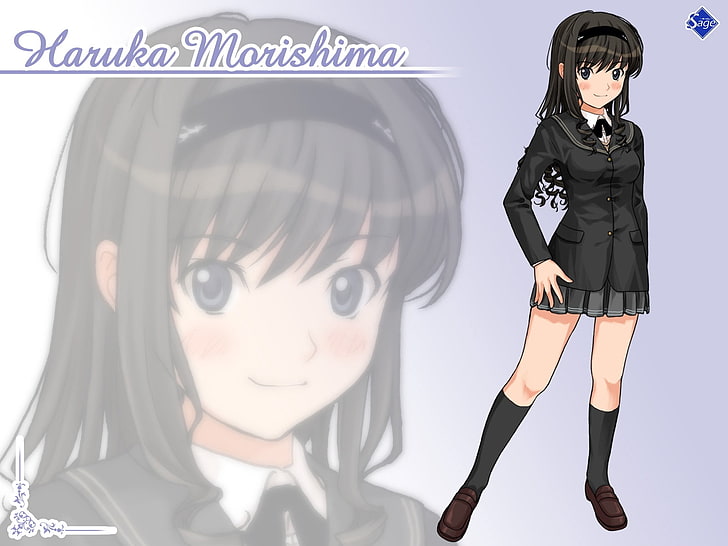 Haruka Marishima clip art, amagami, morishima haruka, girl, brunette, HD wallpaper
