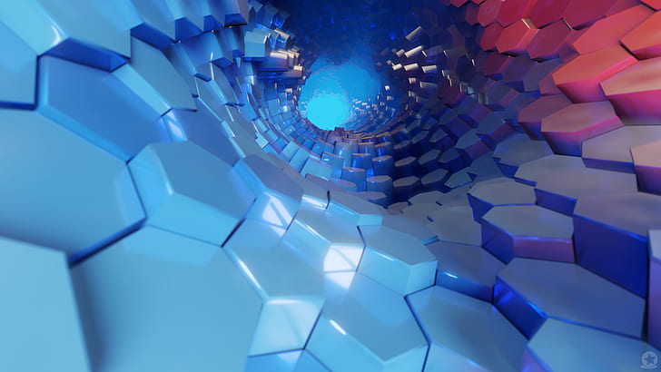 tunnel, colorful, hexagon, abstract, 3D, 3D Abstract