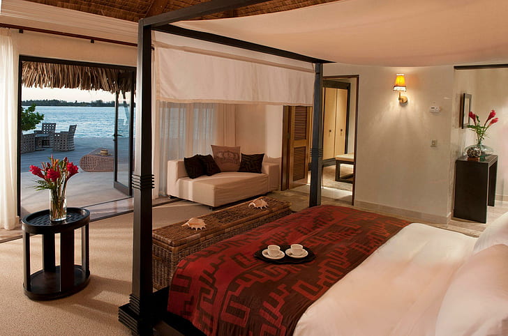 St Regis Hotel Bora Bora Water Bungalow, island, atoll, honeymoon, HD wallpaper