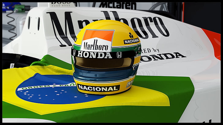 Brazil Formula1 Senna Helmet Sports Auto Racing HD Art, McLaren, HD wallpaper