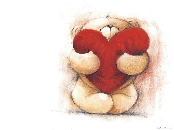 forever friend, heart, love, teddy, HD wallpaper