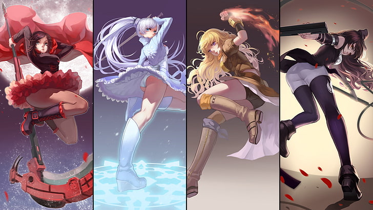 Anime, RWBY, Blake Belladonna, Rapier, Ruby Rose (RWBY), Scythe, HD wallpaper