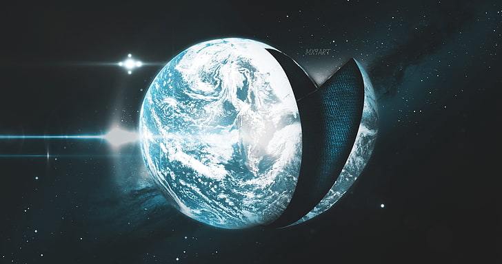 sliced image of Earth showing its mantle and crust, photo manipulation, HD wallpaper