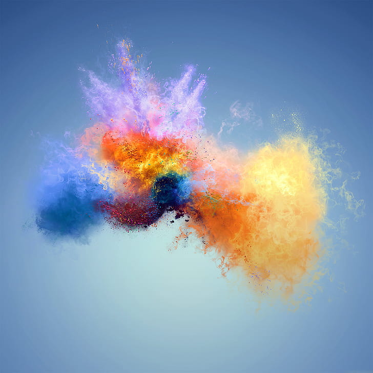 multicolored smoke, abstract, colorful, exploded, backgrounds, HD wallpaper