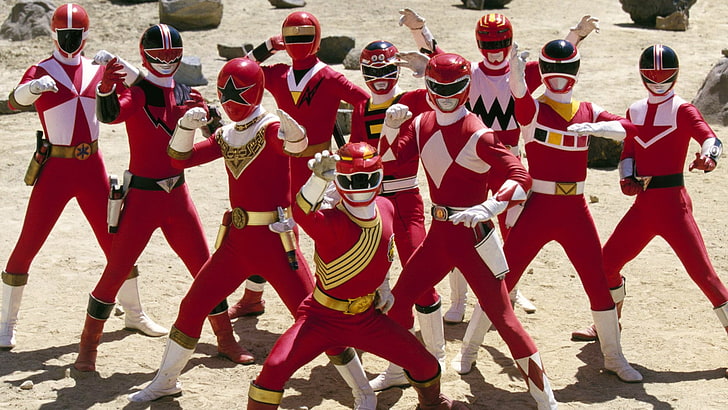 red Power Ranger character lot, TV Show, Power Rangers, group of people, HD wallpaper
