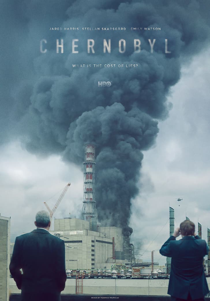 Chernobyl, men, TV, HBO, disaster, poster, smoke, city, urban