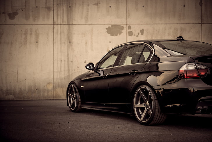 black BMW E-Series, Lights, E90, Back, Deep Cpncave, car, transportation