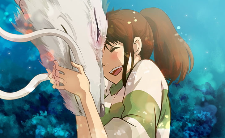 Studio Ghibli, Spirited Away, Chihiro, Haku, anime girls, water, HD wallpaper