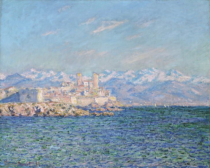 sea village, modern impressionism, Claude Monet, HD wallpaper