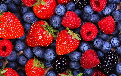 HD wallpaper: Strawberries, blackberries, raspberries, red berries, fruits  | Wallpaper Flare