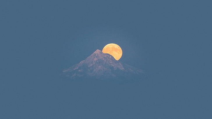 Moon rising, mountain, scenics - nature, volcano, sky, no people, HD wallpaper