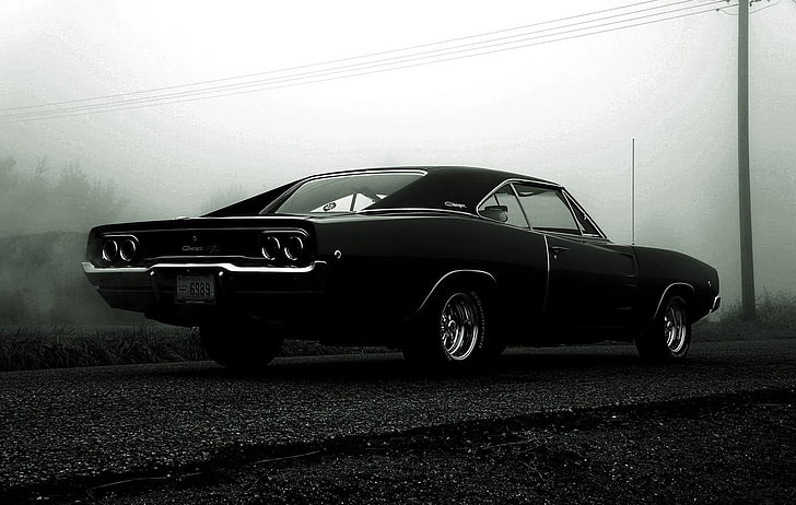black muscle vehicle, Dodge Charger, car, muscle cars, mode of transportation, HD wallpaper