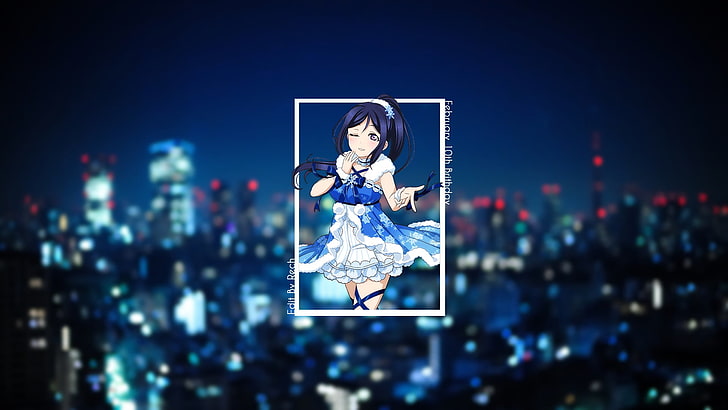 Love Live! Sunshine, anime girls, illuminated, night, blue, HD wallpaper