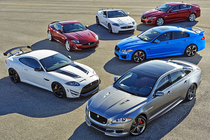 background, Jaguar, Convertible, XKR-S, lineup, XFR-S, XJR