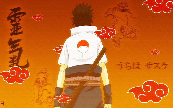 Naruto illustration, Anime, Sasuke Uchiha, representation, red, HD wallpaper