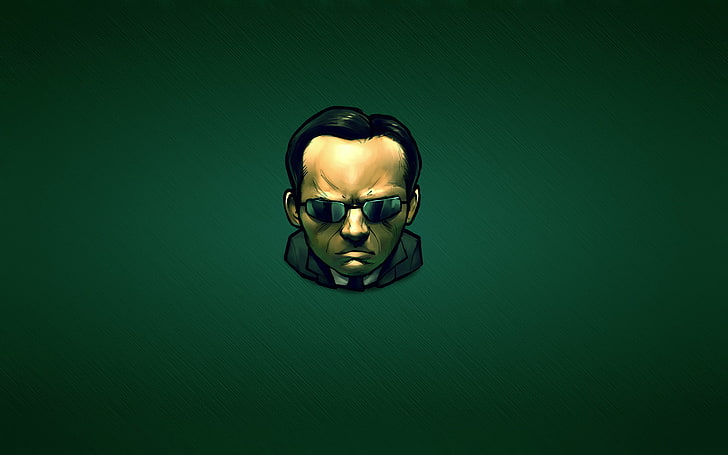 man wearing sunglasses vector art, green, dark, minimalism, matrix