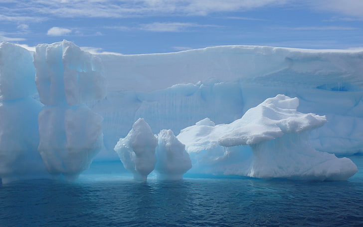 iceberg, glacier, snow, water, ocean, frozen ground, wall, cold