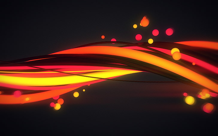 black and red LED light, glowing, bubbles, lines, digital art, HD wallpaper