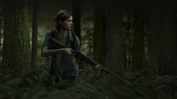 The Last of Us, Ellie, video games, jungle, weapon, rifles, HD wallpaper