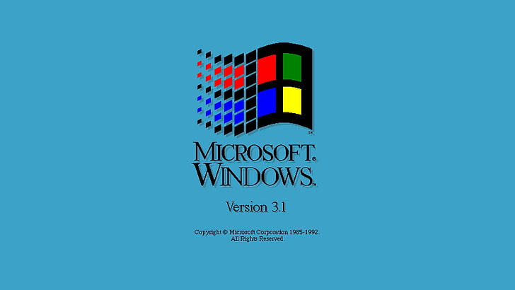 Microsoft Windows logo, operating system, minimalism, blue background