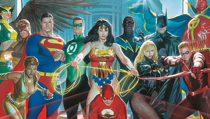 The Flash, Red Tornado, Wonder Woman, Hawkgirl, Black Canary, HD wallpaper