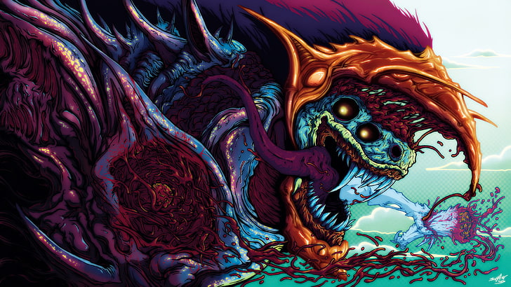 multicolored dragon illustration, Hyperbeast, Brock Hofer, creature, HD wallpaper