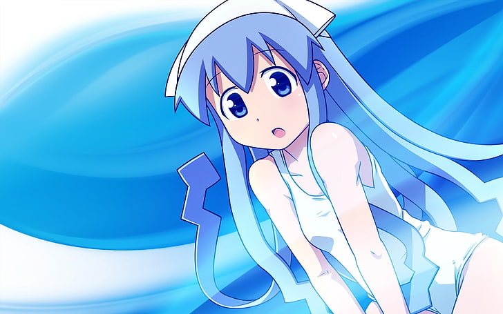 anime girls, Ikamusume, Shinryaku! Ika Musume, blue, representation, HD wallpaper