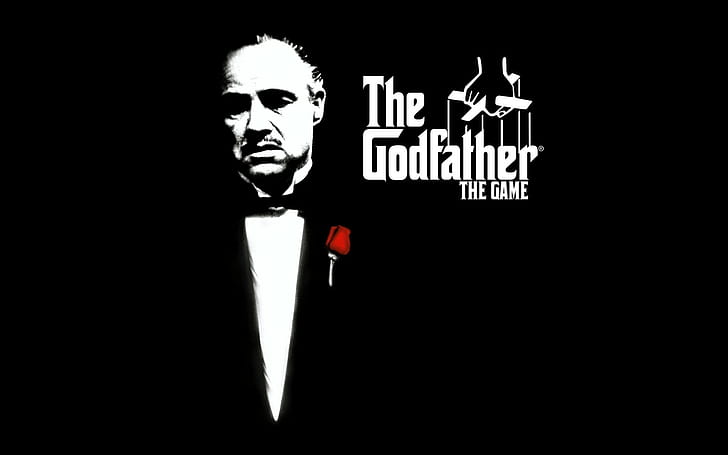 Godfather, Marlon brando, Don vito corleone, Black, Rose, text