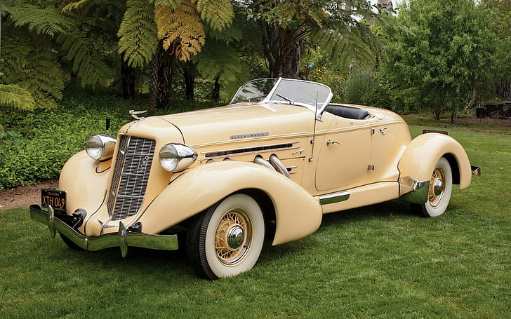1935 Auburn 851 SC, yellow rolls royce classic coupe, cars, 1920x1200, HD wallpaper