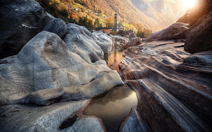 nature, Switzerland, landscape, rock, mountains, rock - object, HD wallpaper