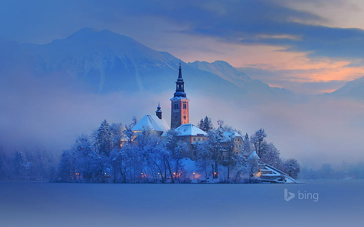 Lake Bled Slovenia-2016 Bing Desktop Wallpaper, building exterior, HD wallpaper