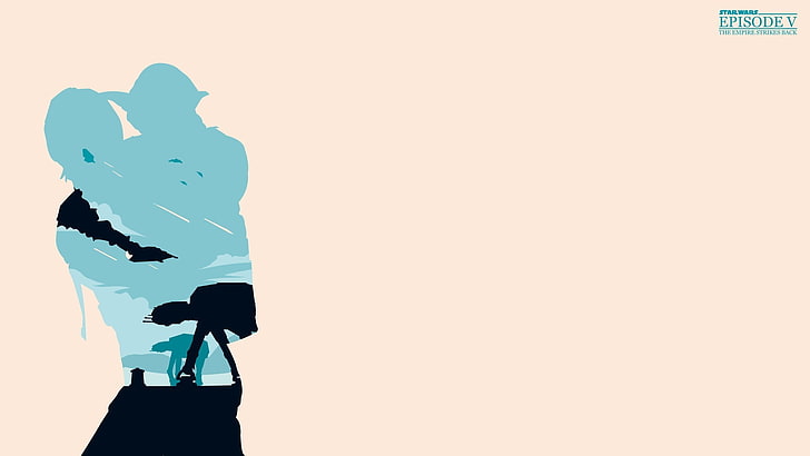 Star Wars AT-AT painting, Yoda, minimalism, silhouette, copy space, HD wallpaper