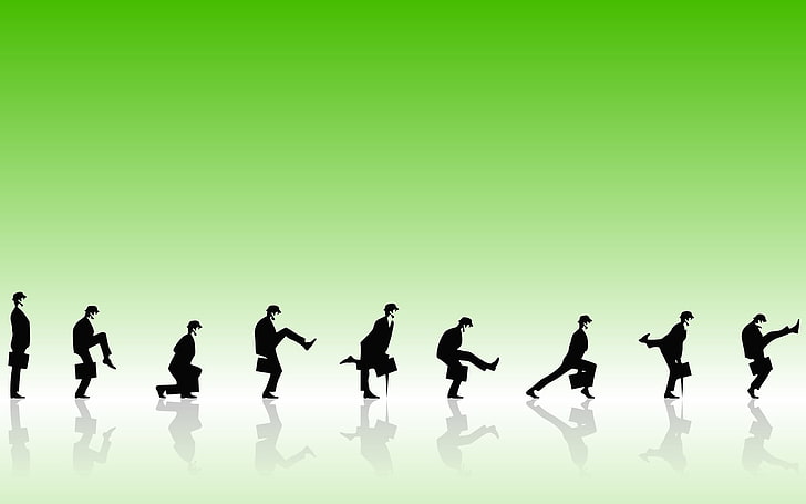 human illustration, Monty Python, Ministry of Silly Walks, group of people