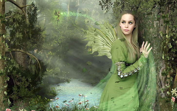fantasy art, fantasy girl, water, one person, young adult, women, HD wallpaper