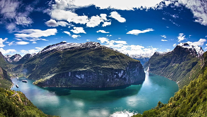 fjord, geiranger, norway, geirangerfjord, reflection, national park, HD wallpaper