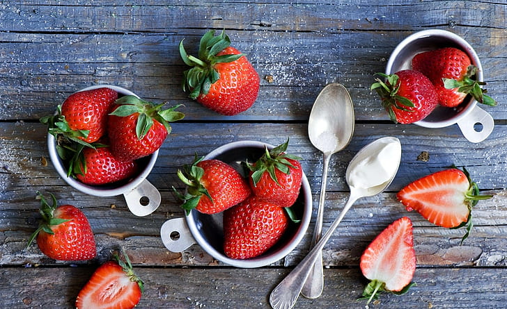 berries, food, strawberries, spoon, fruit