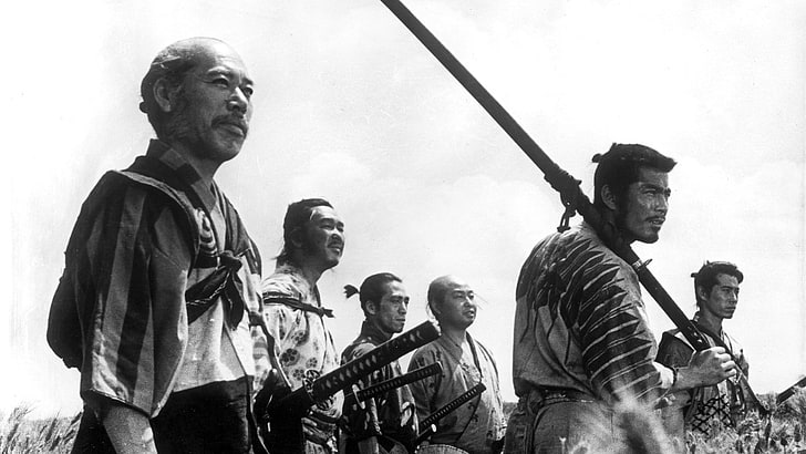 group of samurais grayscale photo \, Seven Samurai, movies, Akira Kurosawa, HD wallpaper