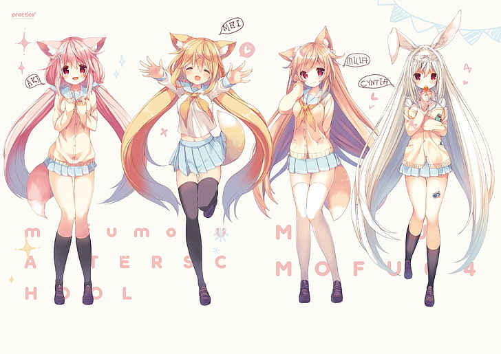 anime, anime girls, animal ears, bunny ears, inumimi, tail
