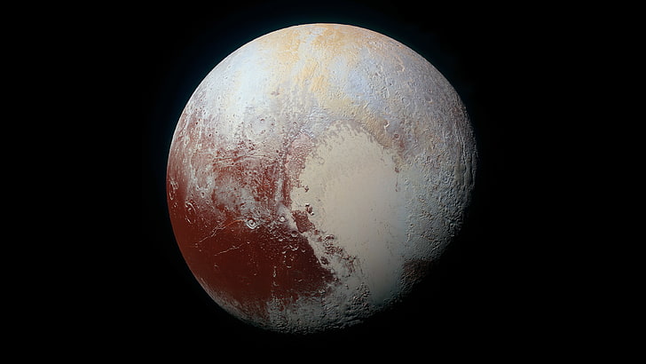 CGI, Pluto, painting, New Horizons, space, minimalism, Composite, HD wallpaper