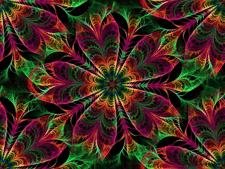 multicolored flower mandala wallpaper, kaleidoscope, patterns