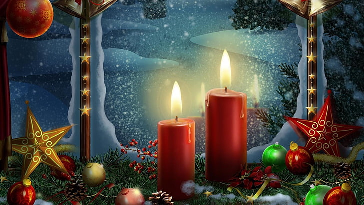 christmas, christmas decoration, event, candle, computer wallpaper