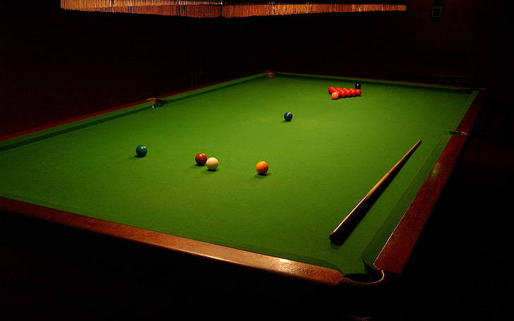 balls, billiards, chandelier, cue, lights, pool, snooker, sport, HD wallpaper